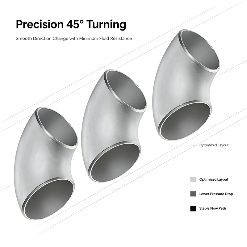 Titanium 45 Degree Buttweld Elbow Gr2 ASTM B363 Corrosion Resistant for Chemical Marine Piping