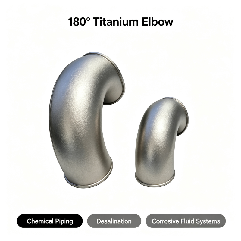 ASTM B363 Pure Titanium 180° Return Bend TA1 Seamless Buttweld Fitting for Chlorine-containing Chemical Pipeline