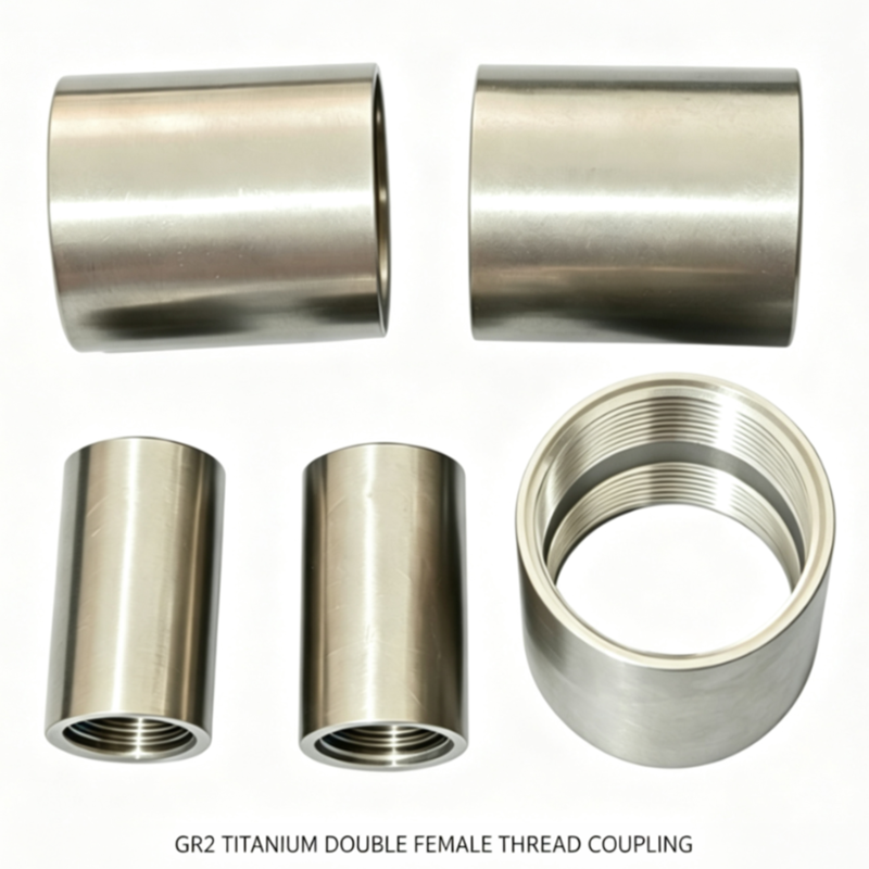 NPS3/4 DN20 Gr2 Titanium Thread Coupling, Double Female Thread, In Stock Ready to Ship, Long Service Life Pipe Connector for Seawater Desalination Equipment