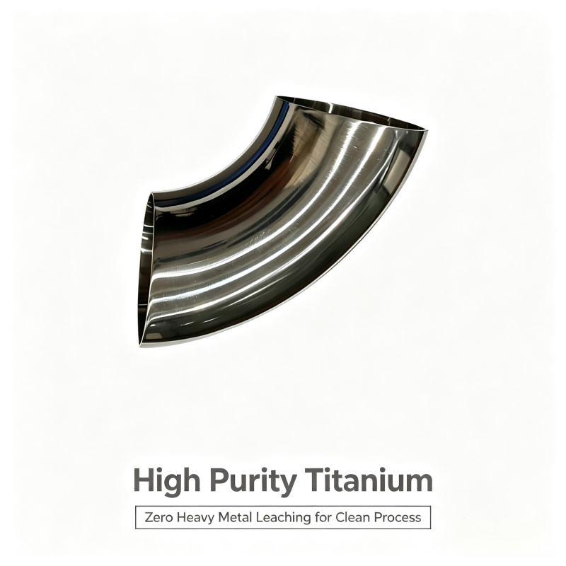 ASME BPE Compliant Titanium 90 Degree Sanitary Elbow Seamless Mirror Polished for Purified Water Pipeline