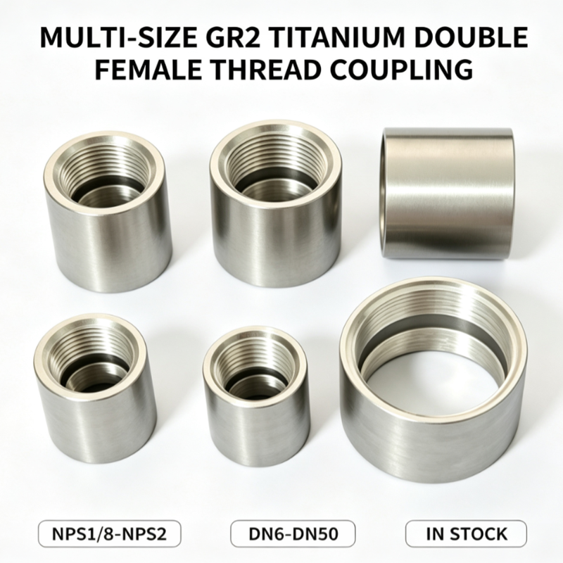 NPS3/4 DN20 Gr2 Titanium Thread Coupling, Double Female Thread, In Stock Ready to Ship, Long Service Life Pipe Connector for Seawater Desalination Equipment