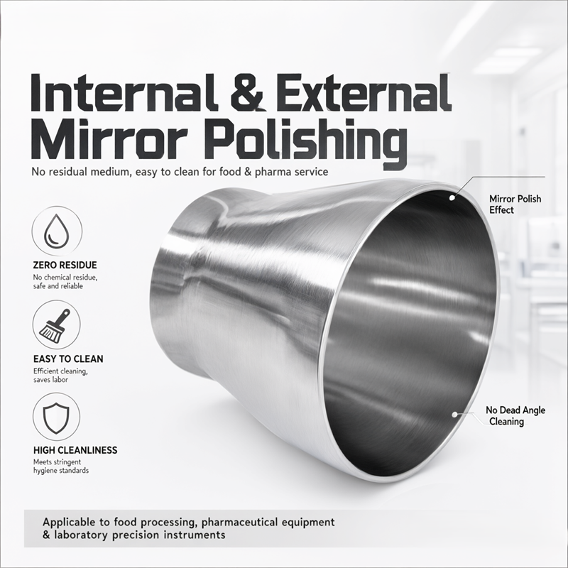 Grade 2 Titanium Sanitary Concentric Reducer 2"-1/2", 50.8×12.7mm Polished Inner Surface Sanitary Reducer Factory Wholesale In Stock Fast Delivery