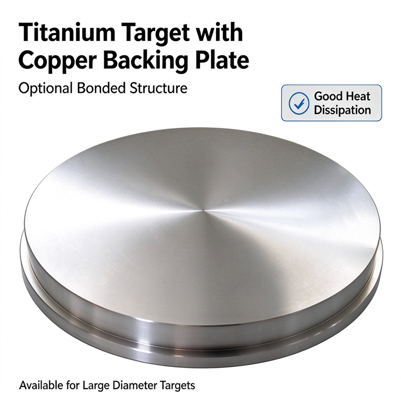 Titanium Round Sputtering Target, 99.99% Purity, Low Oxygen Content, For LCD Display Thin Film Deposition, Chinese Titanium Material Bulk Supply