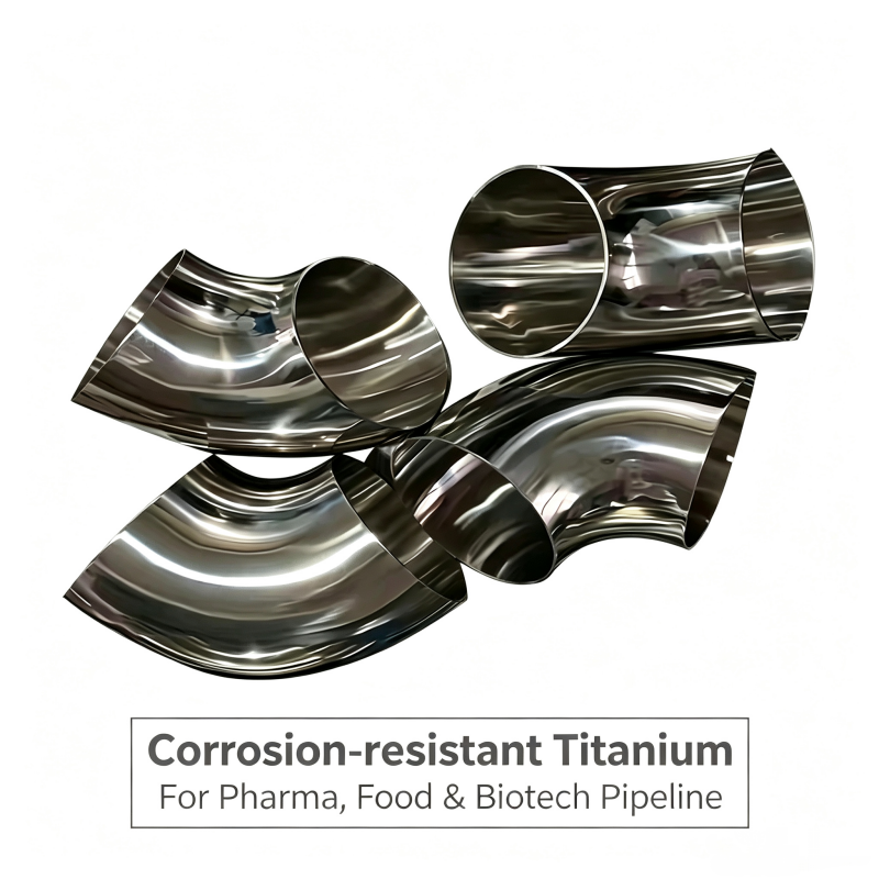 Custom Sanitary Titanium 90 Degree Pipe Bend Gr1 Non-toxic Smooth Inner Surface for Beverage Production