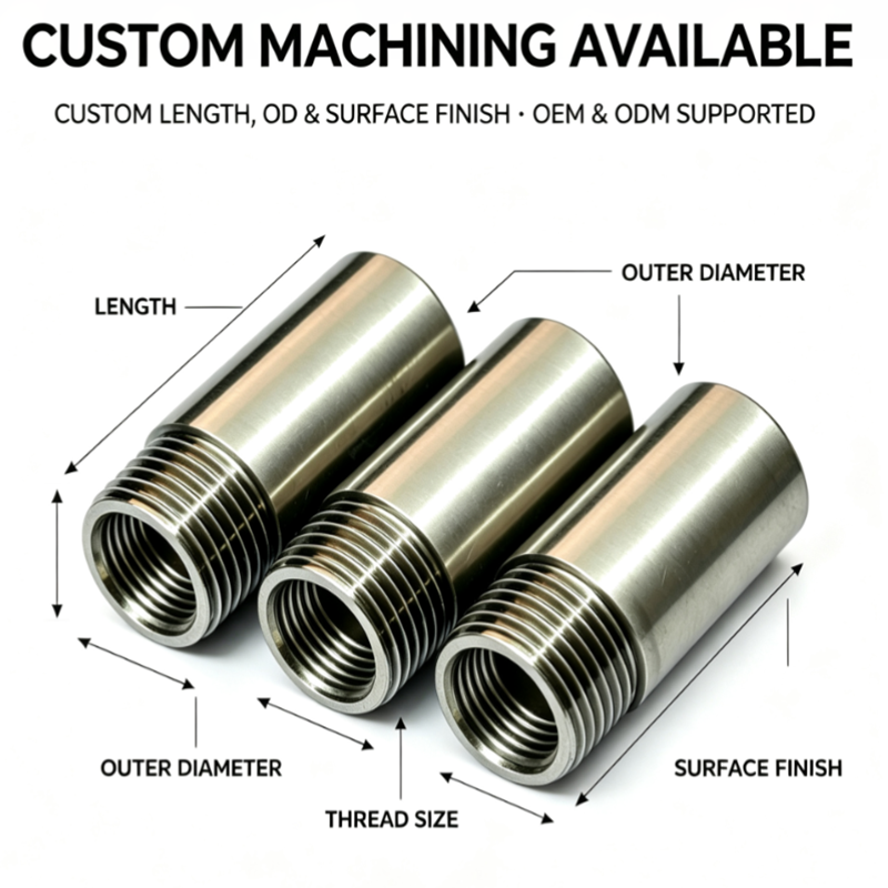 M20×1.5 L=45mm, ASTM B363 Gr2 Gr5 Titanium Male Thread Adapter, Metric External Threaded Pipe Fitting, Anti-Corrosion Thread Connector for Acid Alkali Chemical