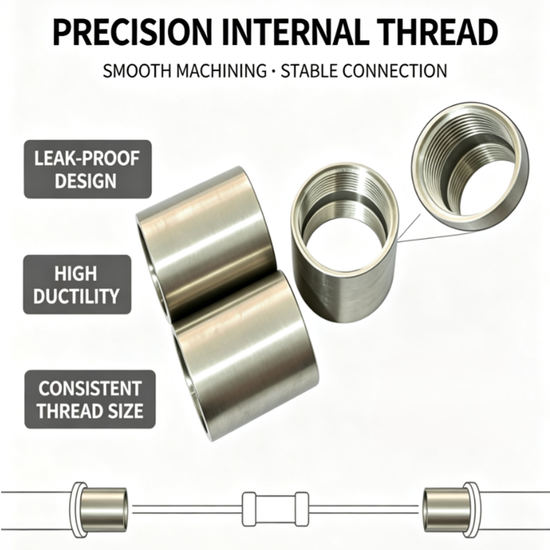 NPS3/4 DN20 Gr2 Titanium Thread Coupling, Double Female Thread, In Stock Ready to Ship, Long Service Life Pipe Connector for Seawater Desalination Equipment