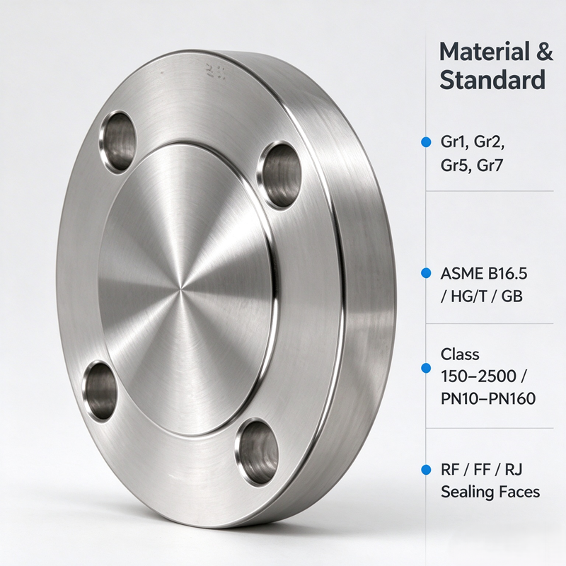 DN15 1/2" Gr2 Titanium Blind Flange ASME B16.5, Factory Direct Anti-Corrosion Blind Flange for Chemical Pipeline