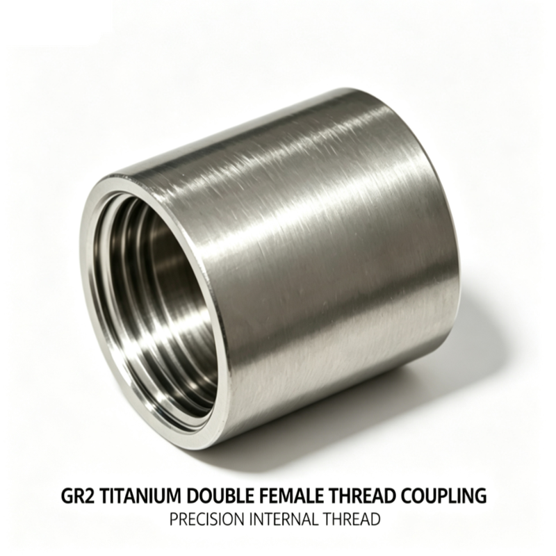 NPS3/4 DN20 Gr2 Titanium Thread Coupling, Double Female Thread, In Stock Ready to Ship, Long Service Life Pipe Connector for Seawater Desalination Equipment