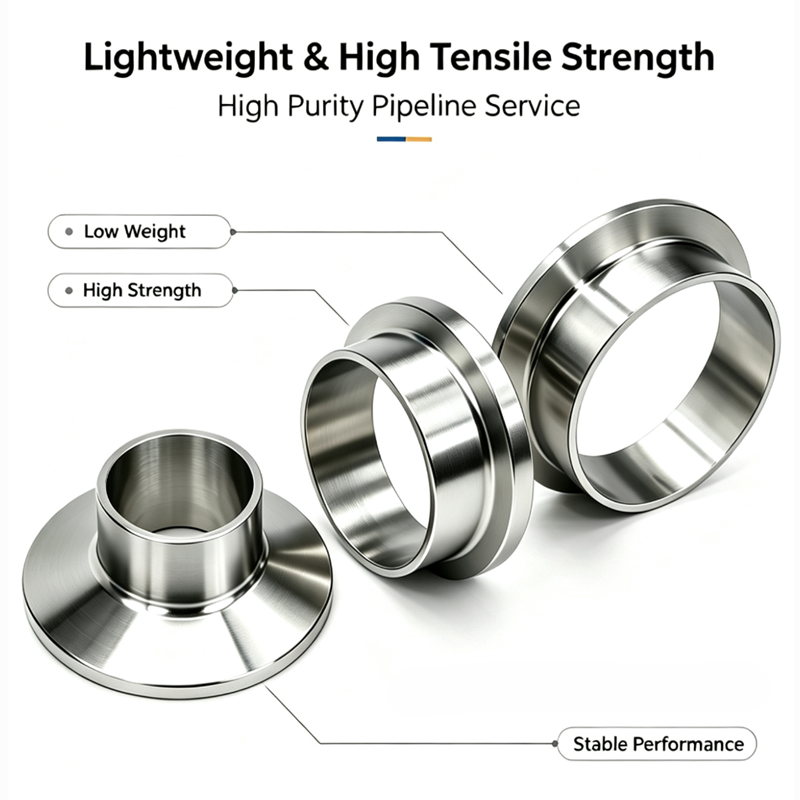 K50.5, Φ321.5/2.0/3.021.5mm Titanium Pipe Fitting Sanitary Tri-Clamp Ferrule, Hygienic Tri-Clover Quick Clamp Fitting for Food Beverage Sanitary Pipeline Syste