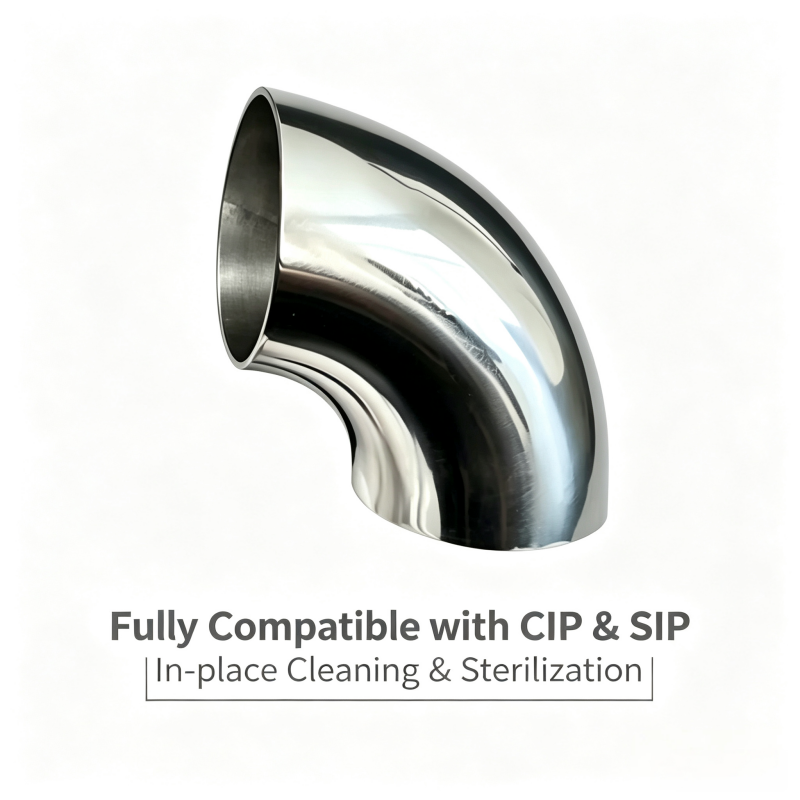 ASME BPE Compliant Titanium 90 Degree Sanitary Elbow Seamless Mirror Polished for Purified Water Pipeline