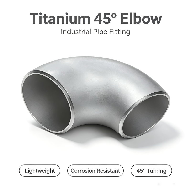Titanium 45 Degree Buttweld Elbow Gr2 ASTM B363 Corrosion Resistant for Chemical Marine Piping