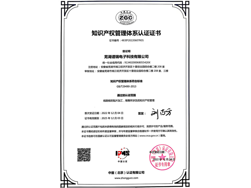知识产权管理体系认证证书1.1