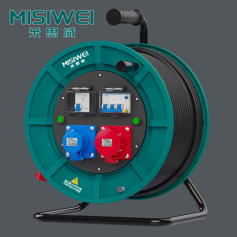 米思威 400V工业双插座双漏电电缆盘M6E28