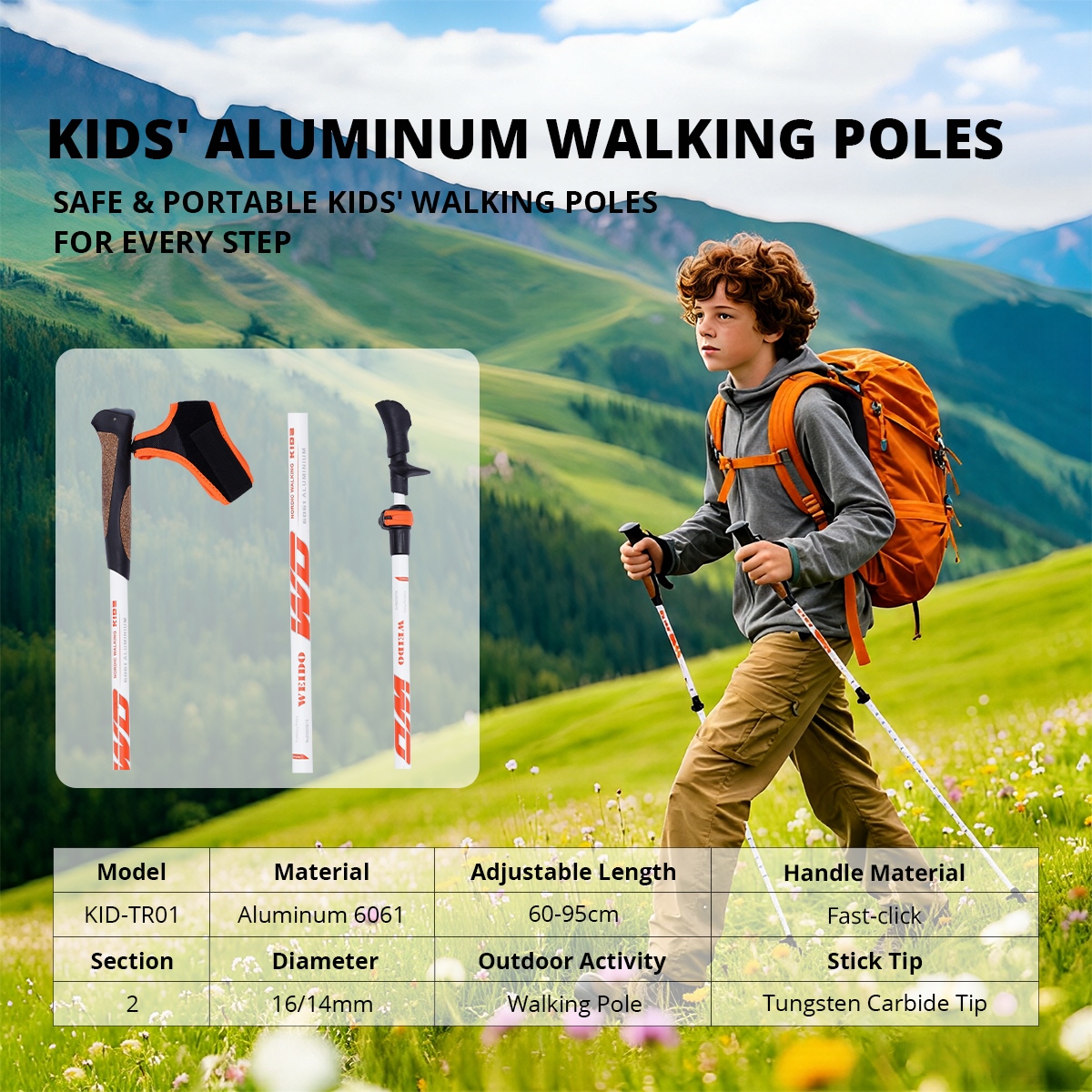 儿童徒步杖 外锁