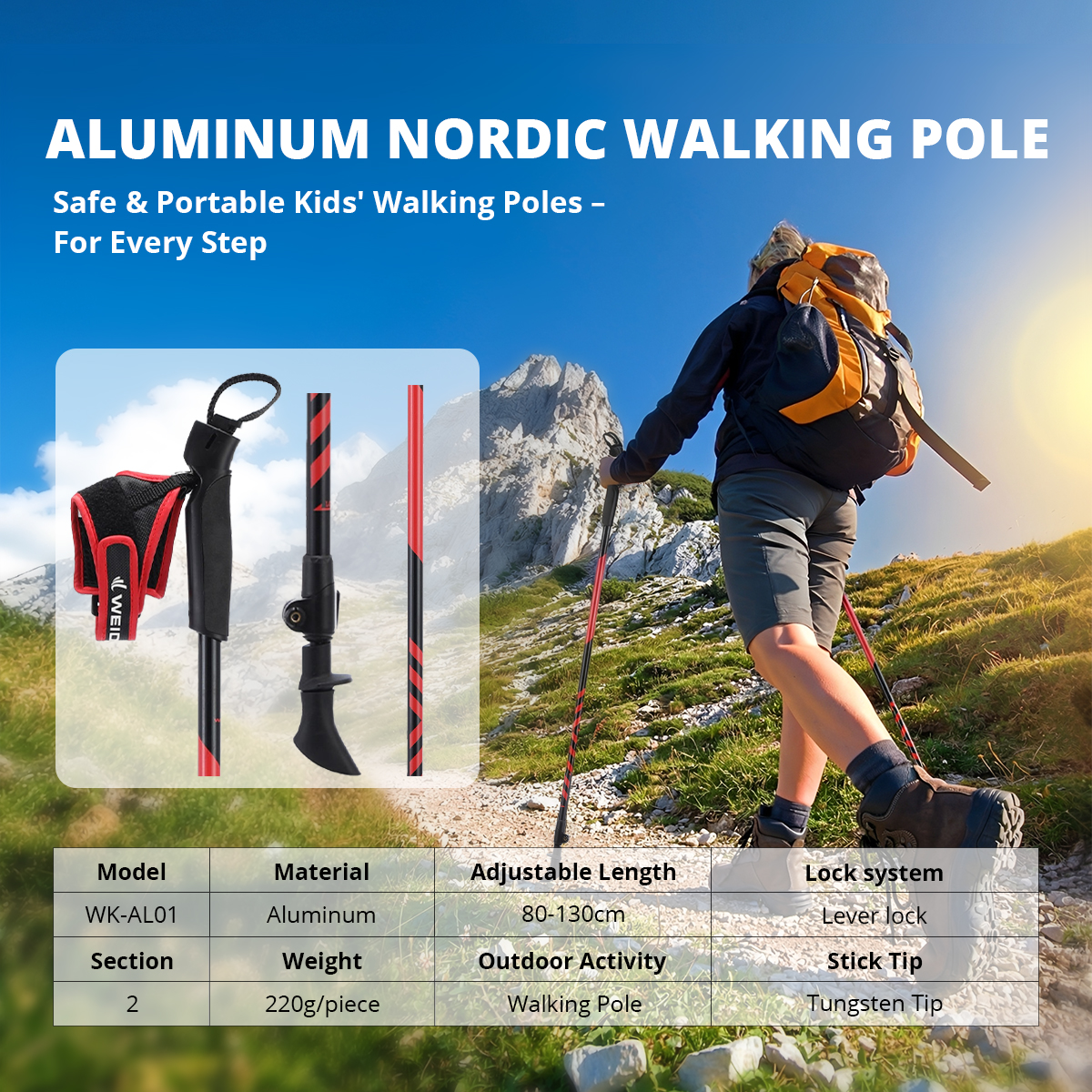 两节步行杖6061AL