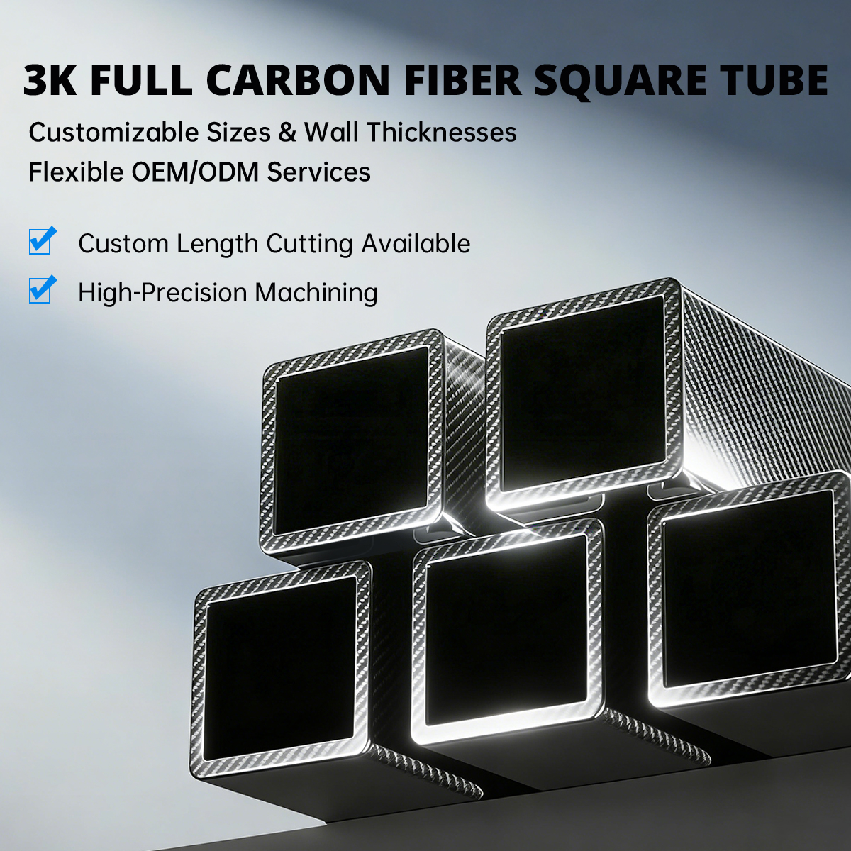 углеродный фиберный квадратный трубчатый профиль