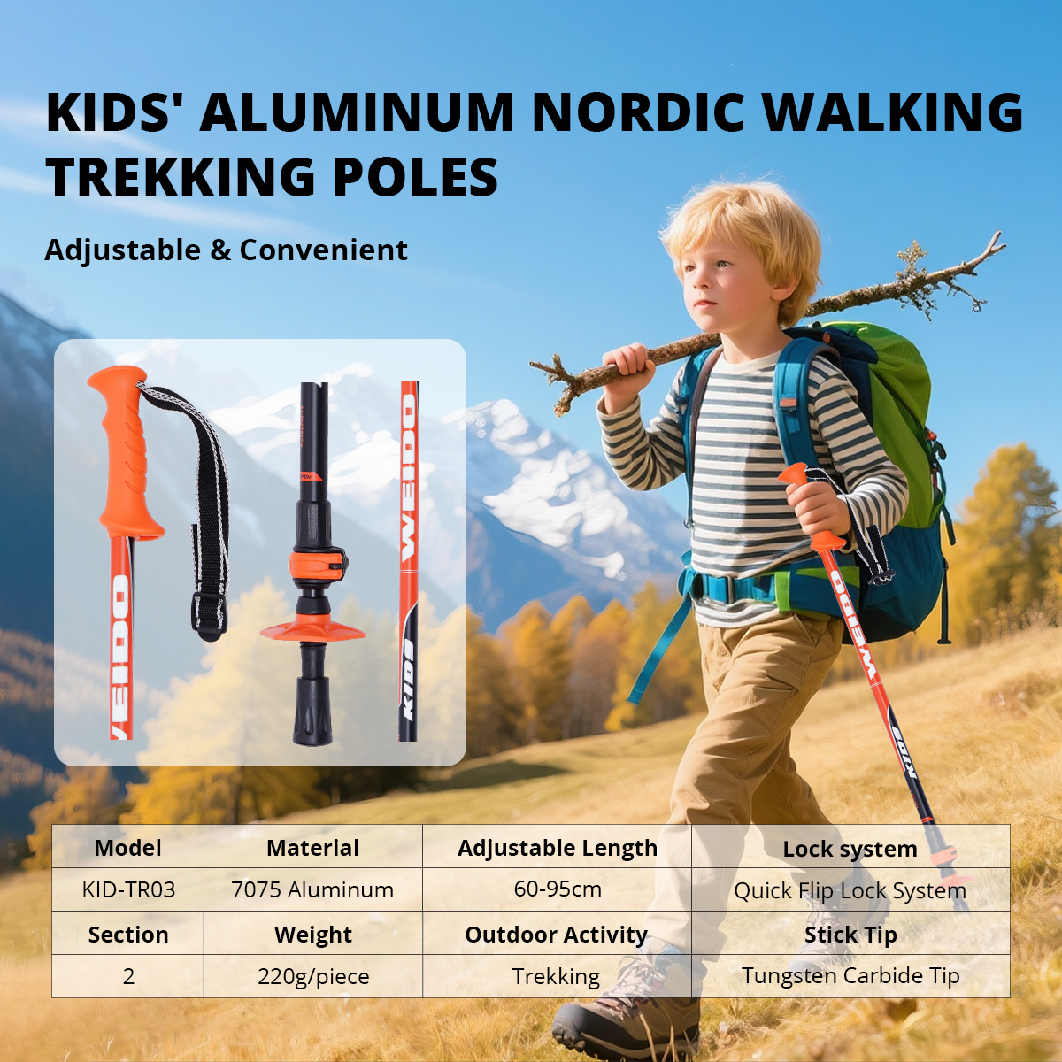 儿童徒步杖  铝6061