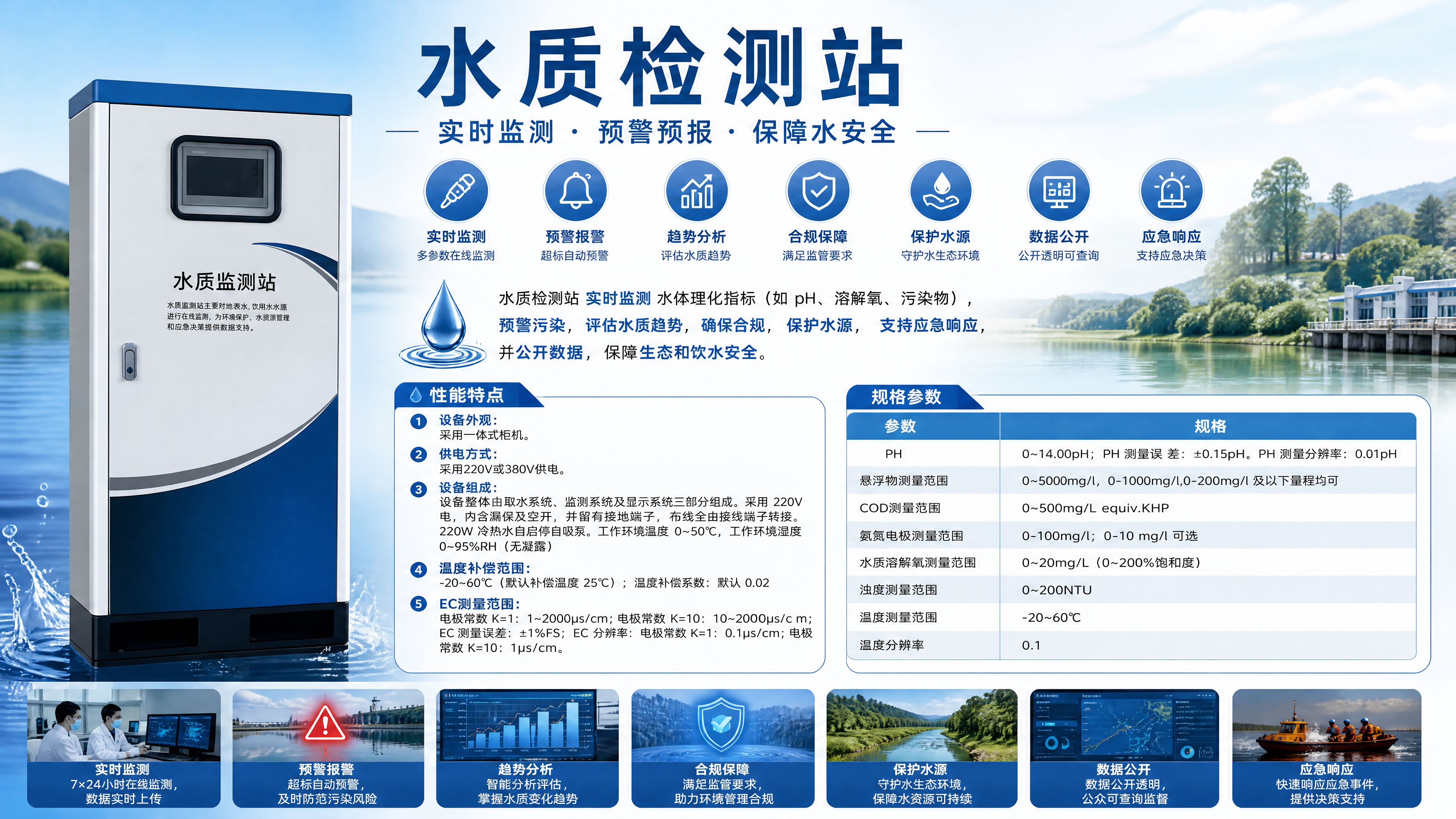 一体式柜机水质在线监测站_多参数实时检测 污染源预警 保障饮水与生态安全