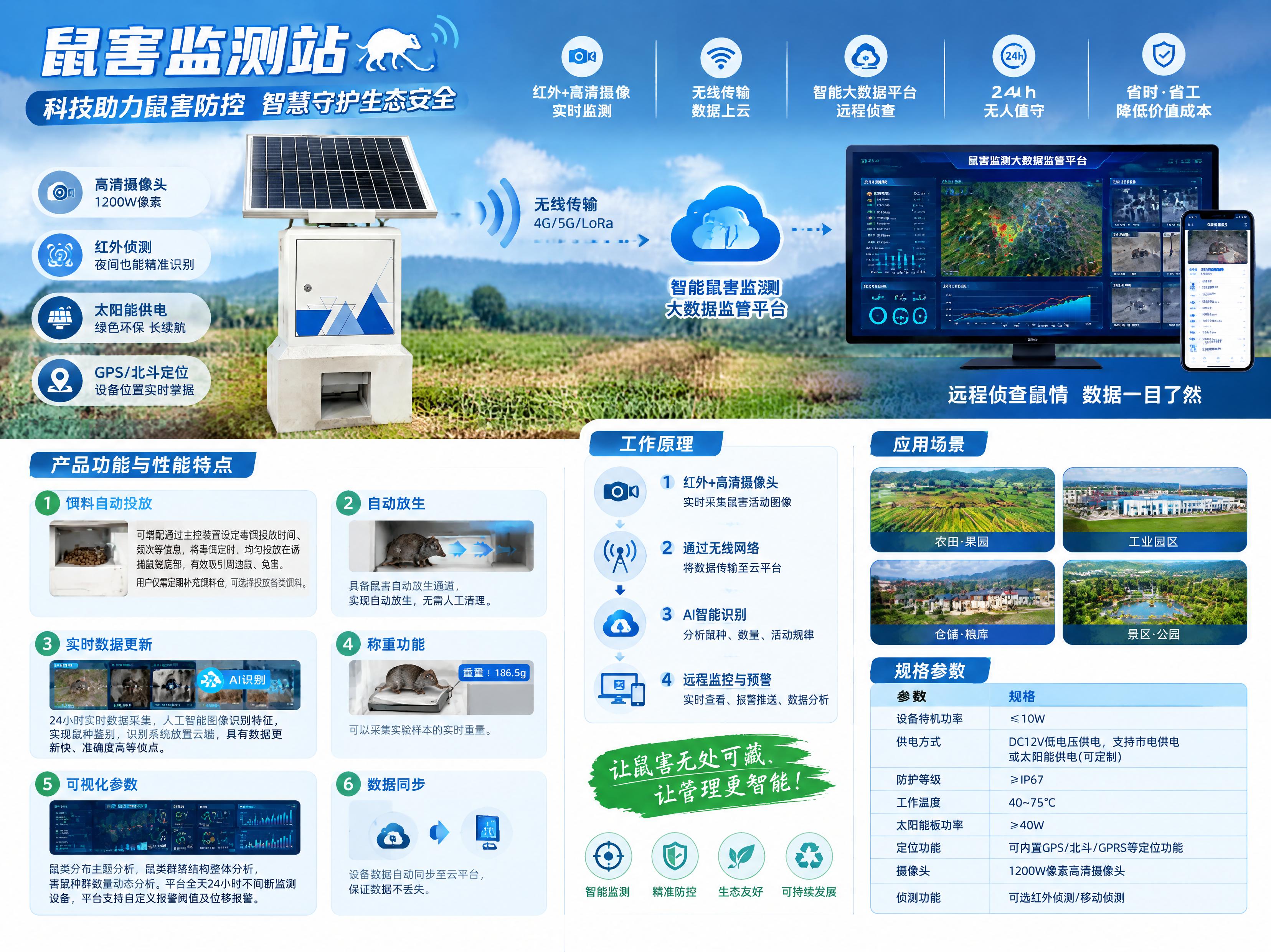 智能鼠害监测站 ——AI 图像识别・太阳能供电・24 小时无人值守