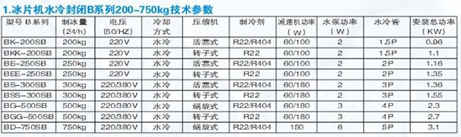 Ice flake machine water-cooled closed B series 200kg-750kg