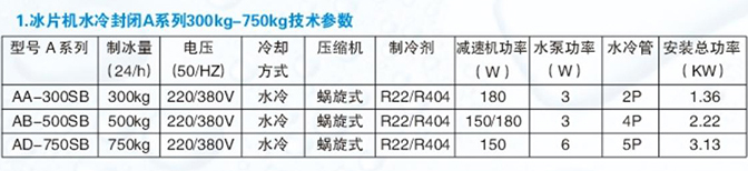Ice flake machine water-cooled closed A series 300kg-750kg
