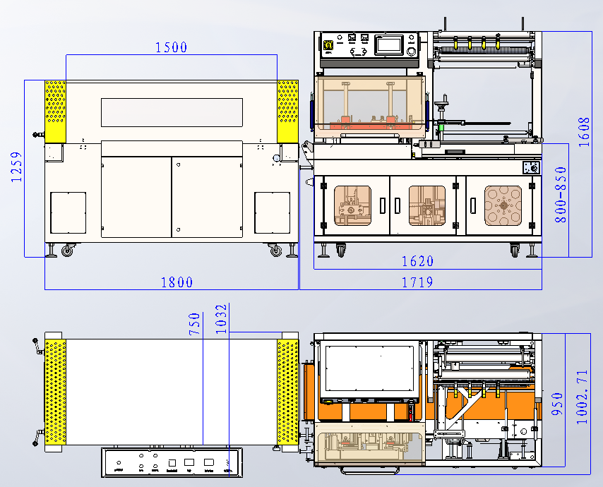HDL-5545L型垂直封切机 HDL-5030LW透视窗收缩机（外形图）