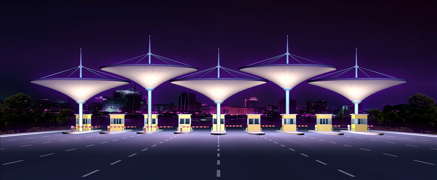 广西收费站方案3夜景