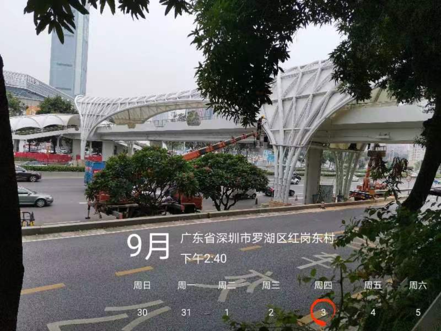 红岗天桥PTFE膜结构