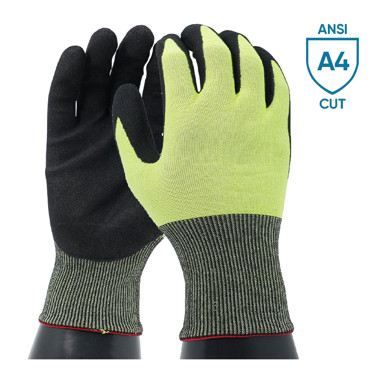 G21-NTC001 Fluorescent Yellow ANSI Cut Level A4 Nitrile Gloves