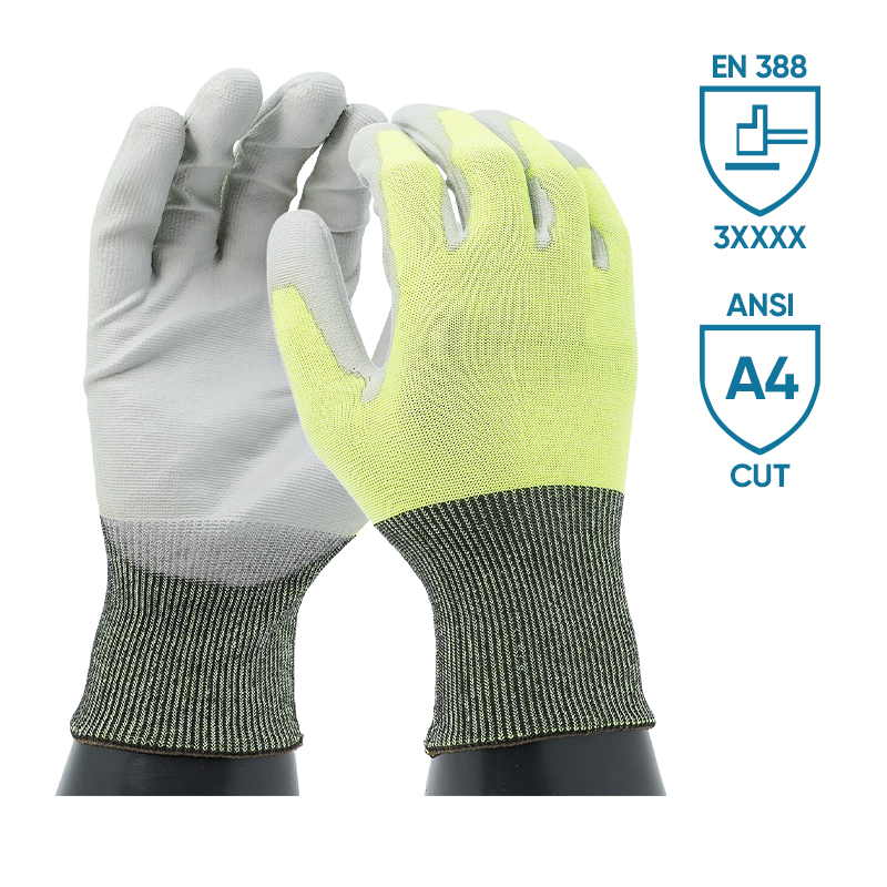 G21-PUC001 BrightGuard Cut Resistant A4 High Visibility Gloves