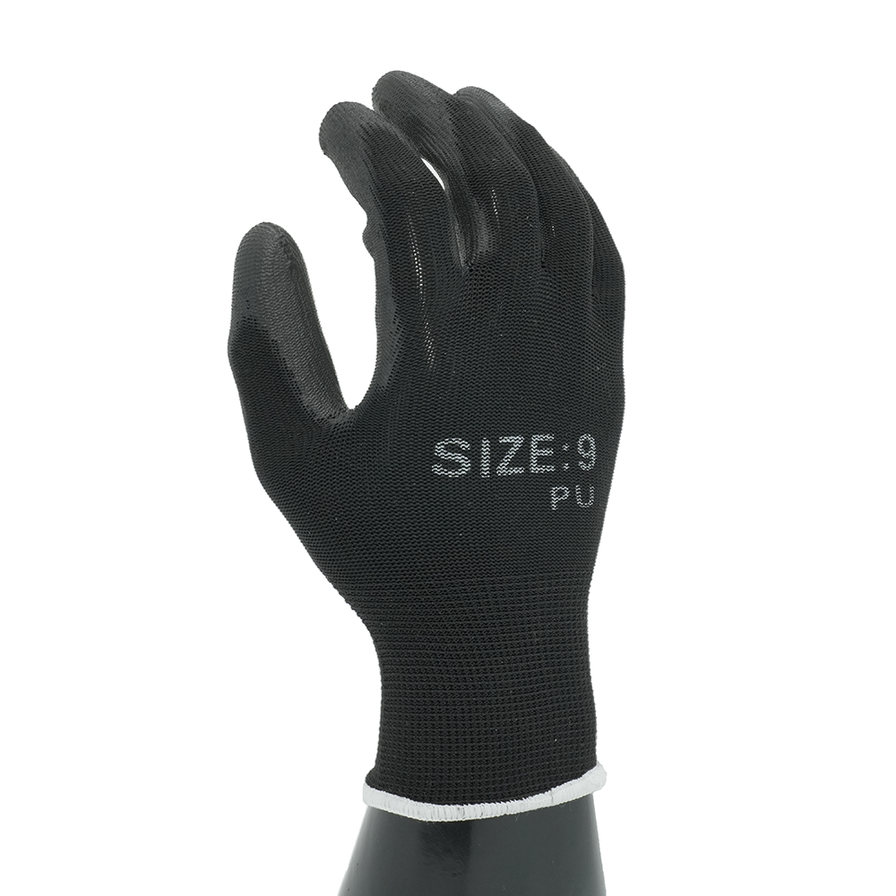 GL1-P009   Black PU abrasion resistant gloves