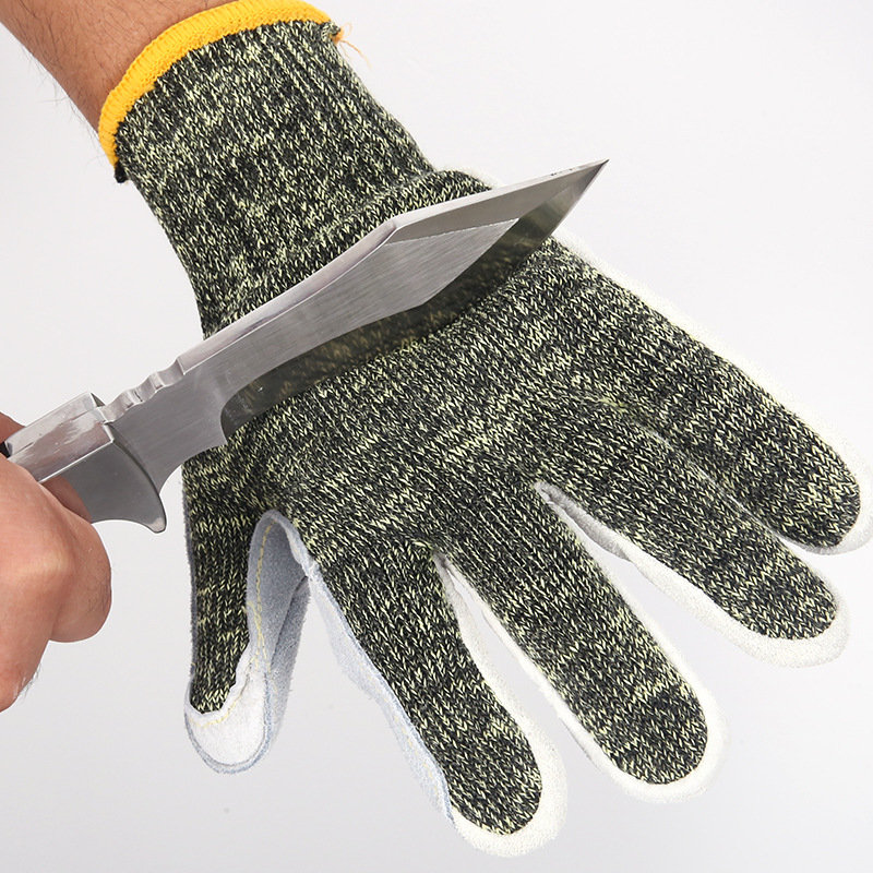 GL12-LP200  Camouflage aramid leather palm gloves