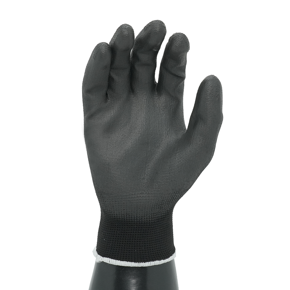 GL1-P009   Black PU abrasion resistant gloves