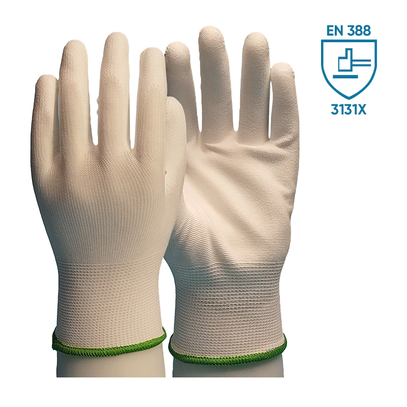 G13-PUG009W White Abrasion-Resistant PU Coated Gloves