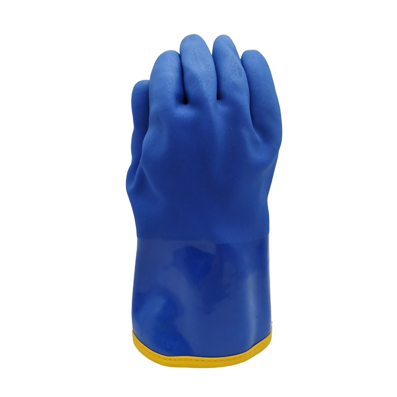 GL13-PV601B Fleece-Lined and Thickened Blue Dipped Gloves