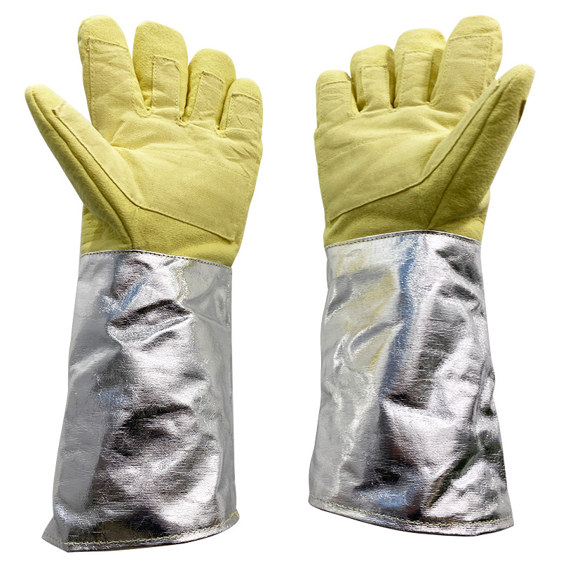 GL2-108 500℃ aramid densely woven aluminum foil gloves