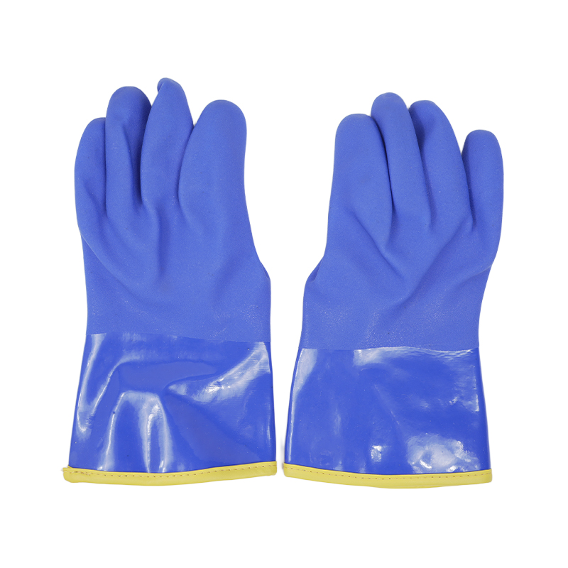 GL13-PV601B Fleece-Lined and Thickened Blue Dipped Gloves
