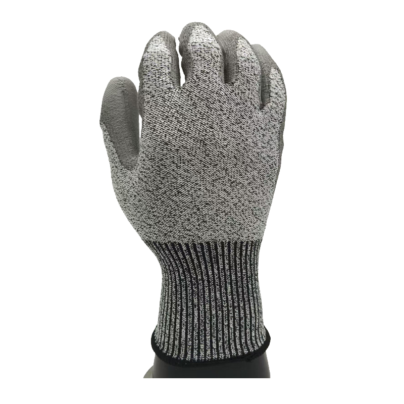 GL13-P203  Level 5 cut resistant PU gloves