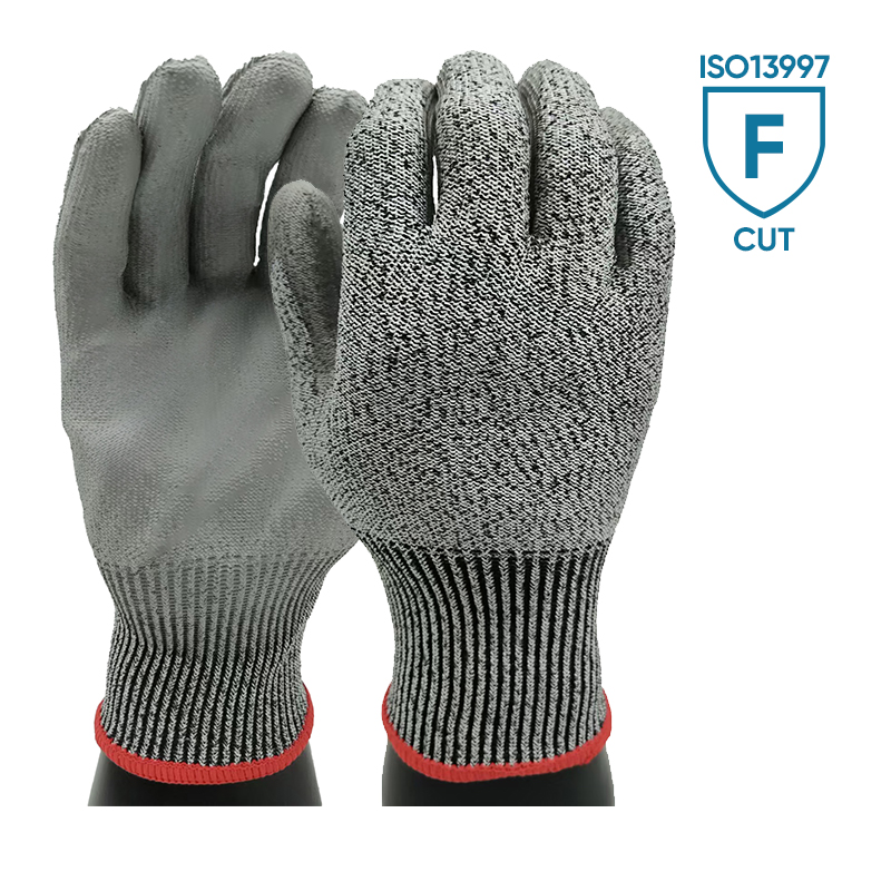 G13-PUC020 ANSI Cut Level F Gray PU Coated Gloves
