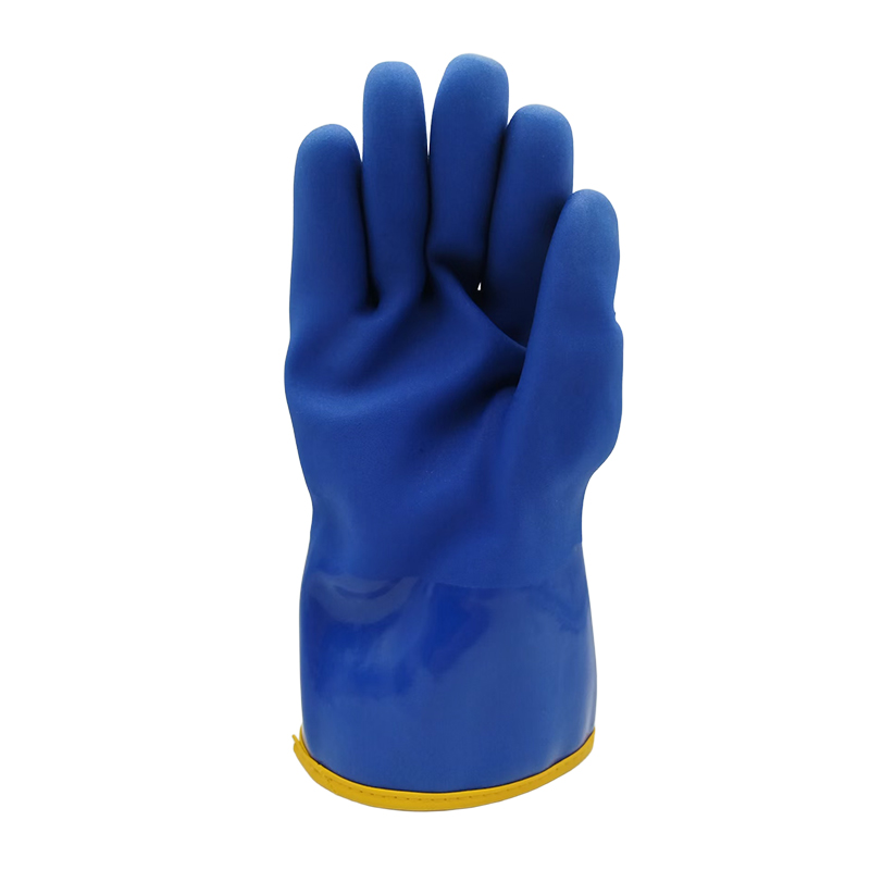 GL13-PV601B Fleece-Lined and Thickened Blue Dipped Gloves