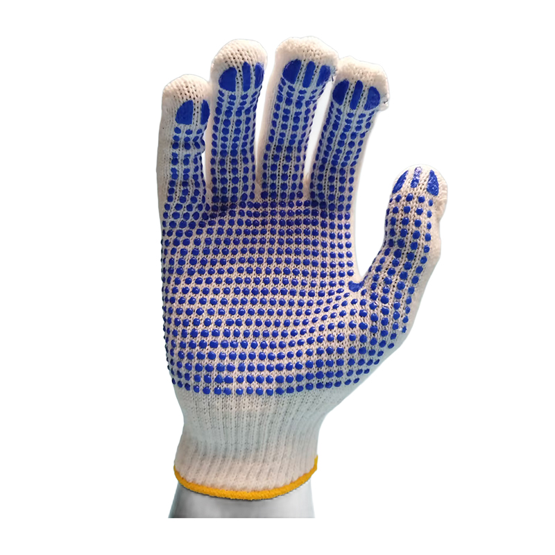 G10-PVG001 10-Gauge Polyester-Cotton Single-Side Blue Dot PVC Coated Gloves