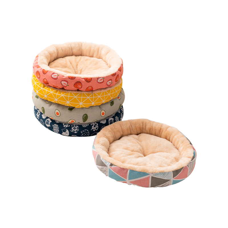 Soft Plush Washable Puppy Bed Round Donut Calming Pet Cat Dog Bed