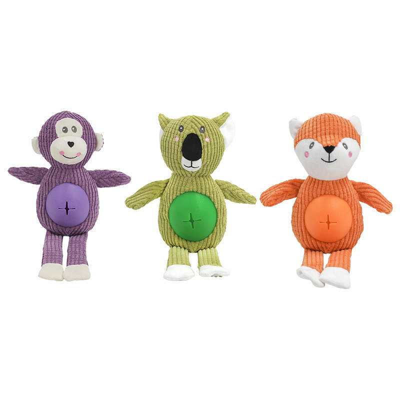 plush dog toy with squeaker and crinkle paper