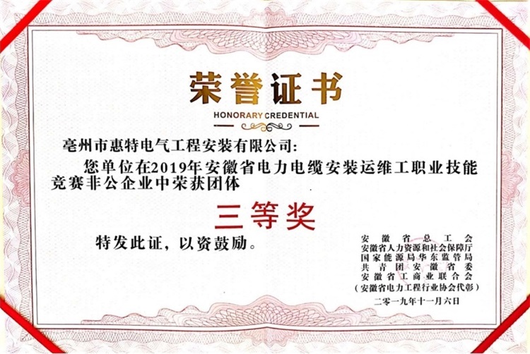 2019年技能竞赛三等奖