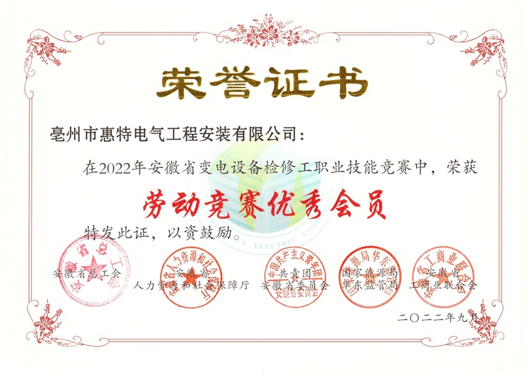 劳动竞赛优秀会员