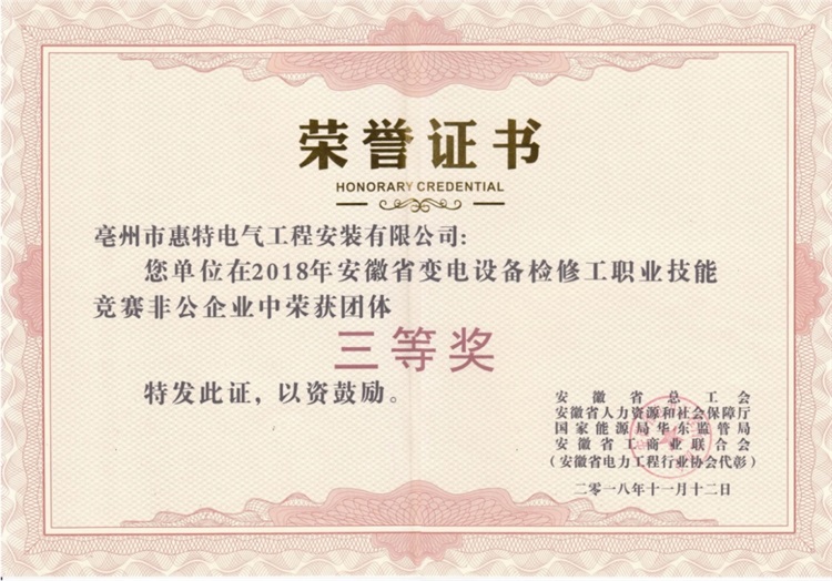 2018竞赛团体三等奖