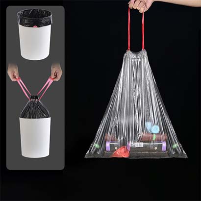 Black Drawstring Trash Bag