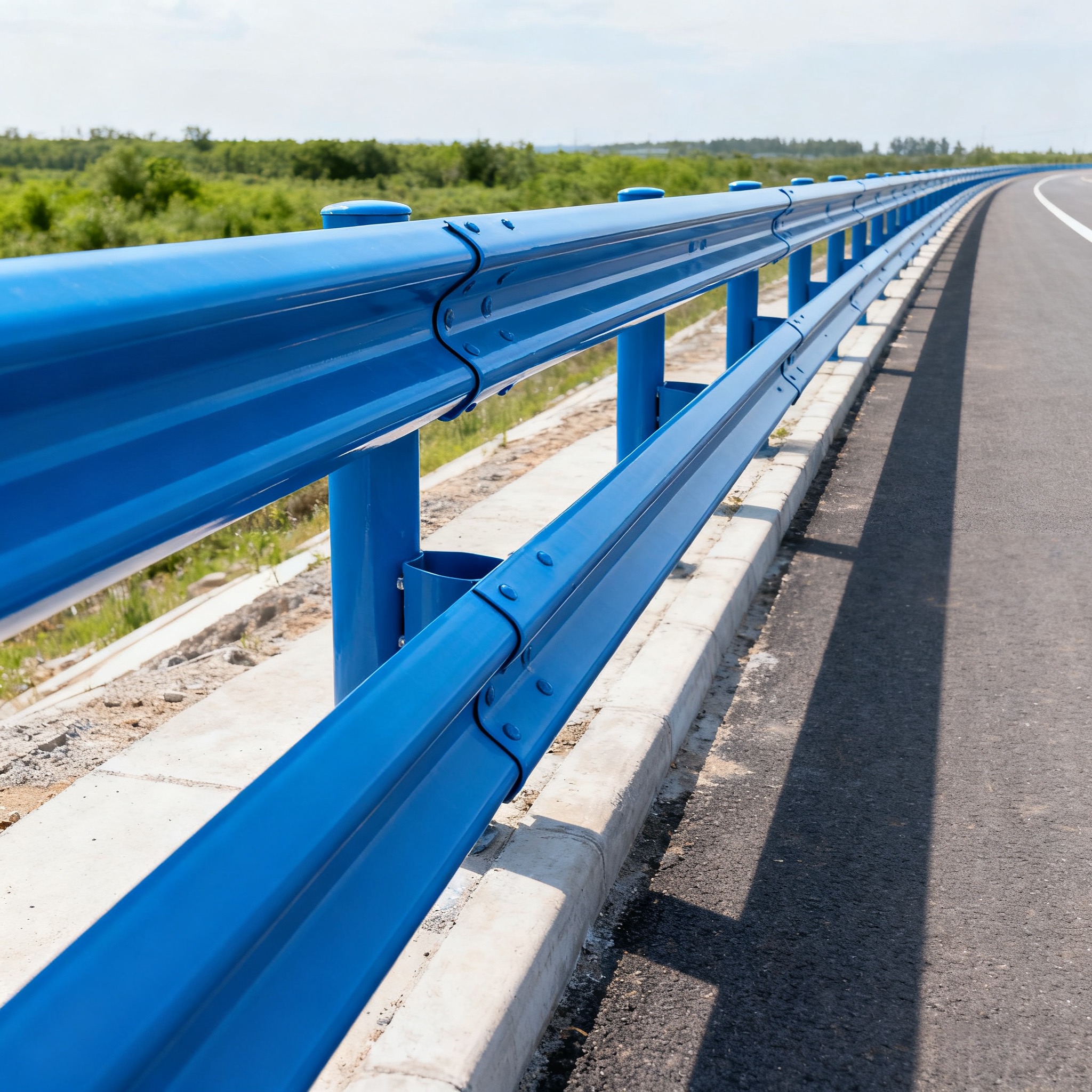 蓝色6027喷塑护栏板和5015喷塑护栏板