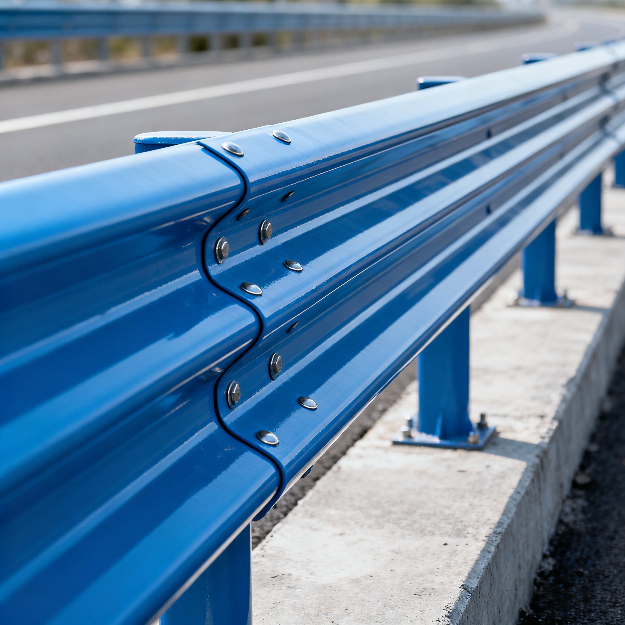 蓝色6027喷塑护栏板和5015喷塑护栏板