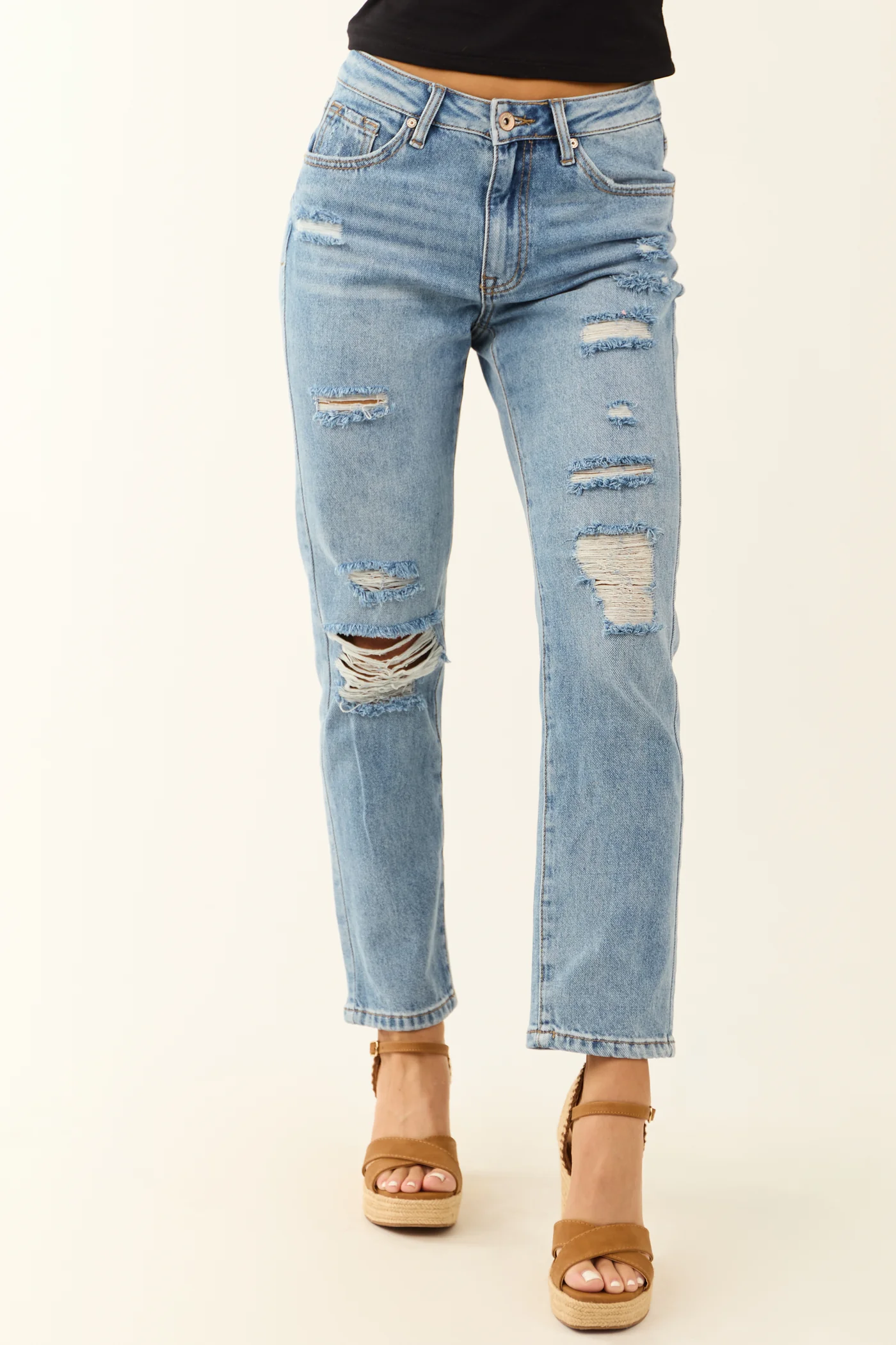 Seam Detailed Wide Leg Stretchy Jeans